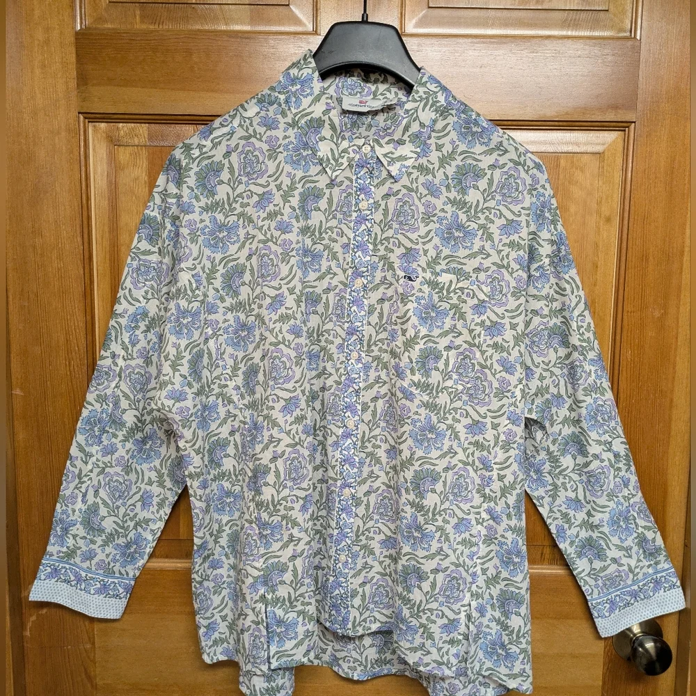 Vineyard Vines Cotton Floral Long Sleeve Top Size 16 - Picture 11 of 11